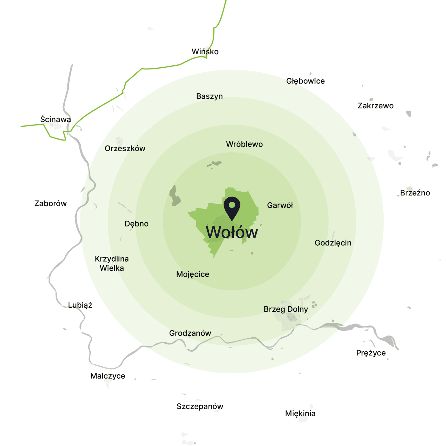 Obszar obsługi kontenerów – mapa, Wołów