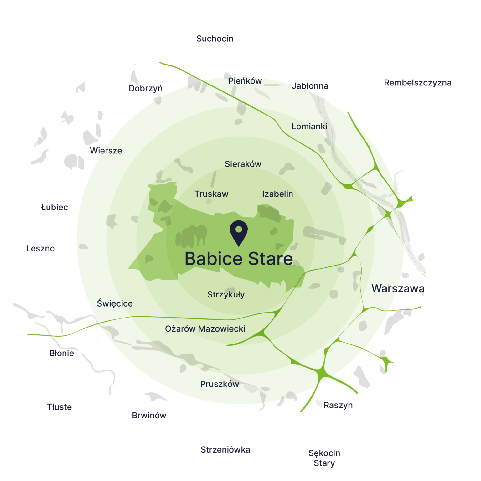 Obszar obsługi kontenerów – mapa, Stare Babice