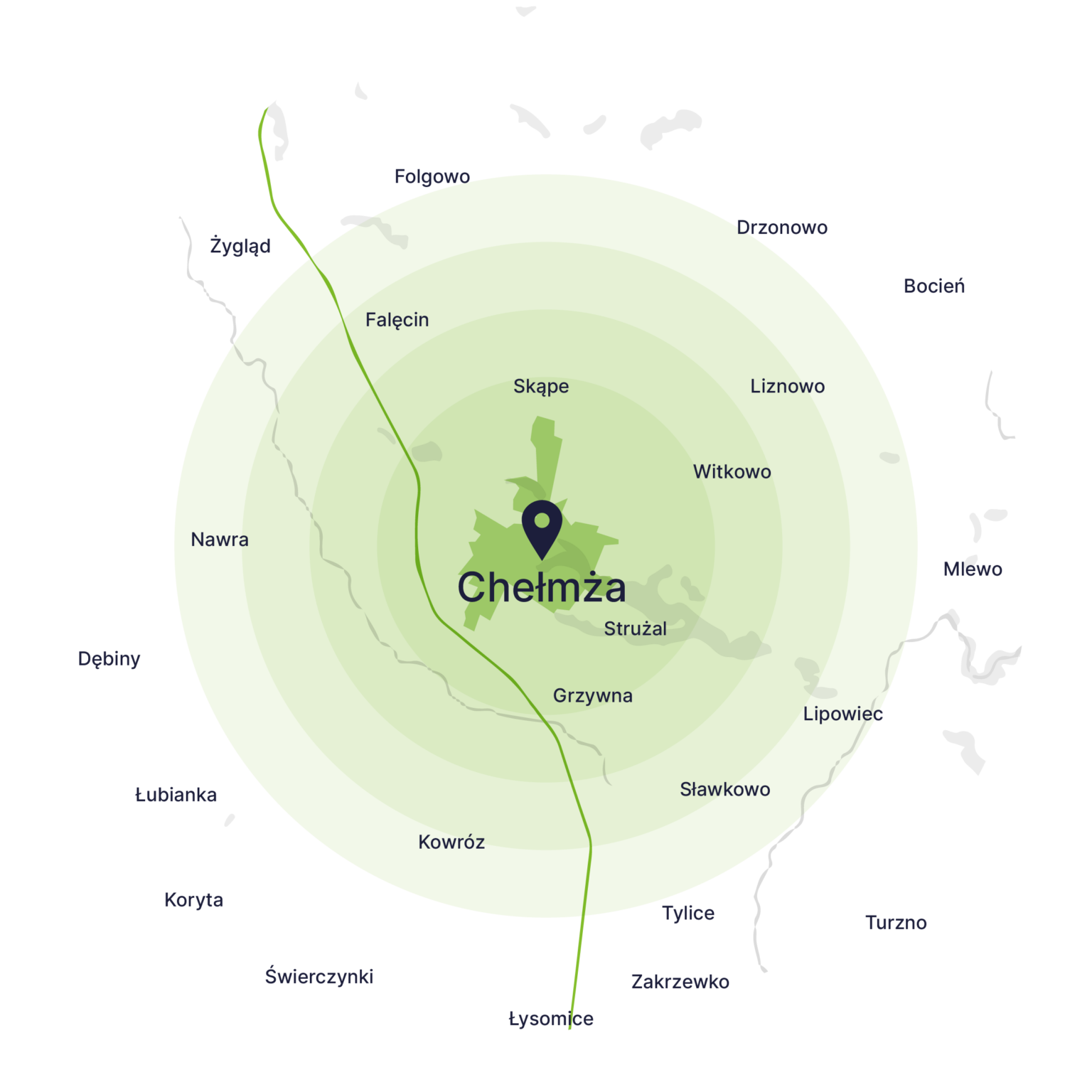 Obszar obsługi kontenerów – mapa, Chełmża