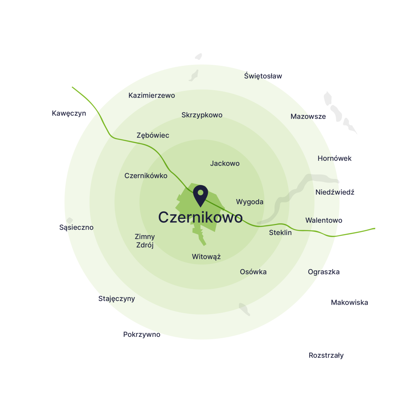 Obszar obsługi kontenerów – mapa, Czernikowo
