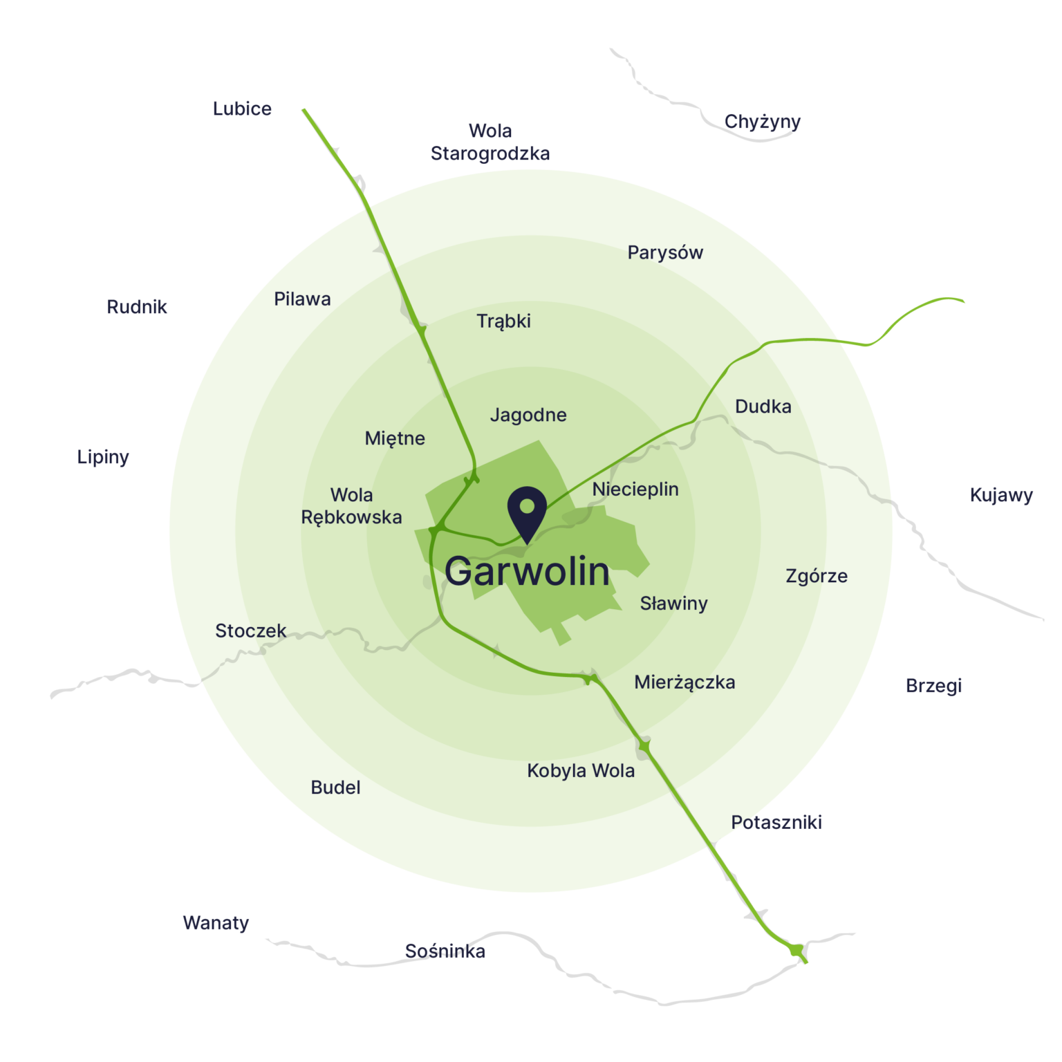 Obszar obsługi kontenerów – mapa, Garwolin