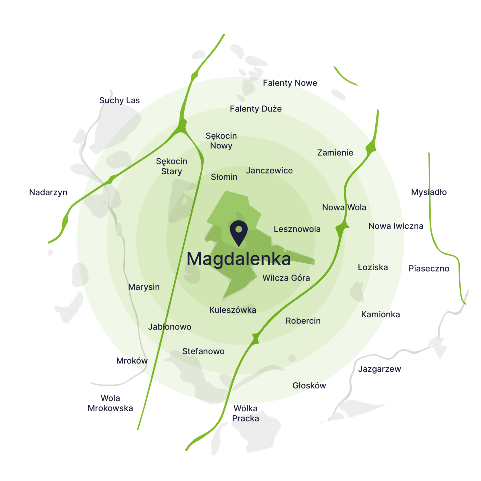 Obszar obsługi kontenerów – mapa, Magdalenka