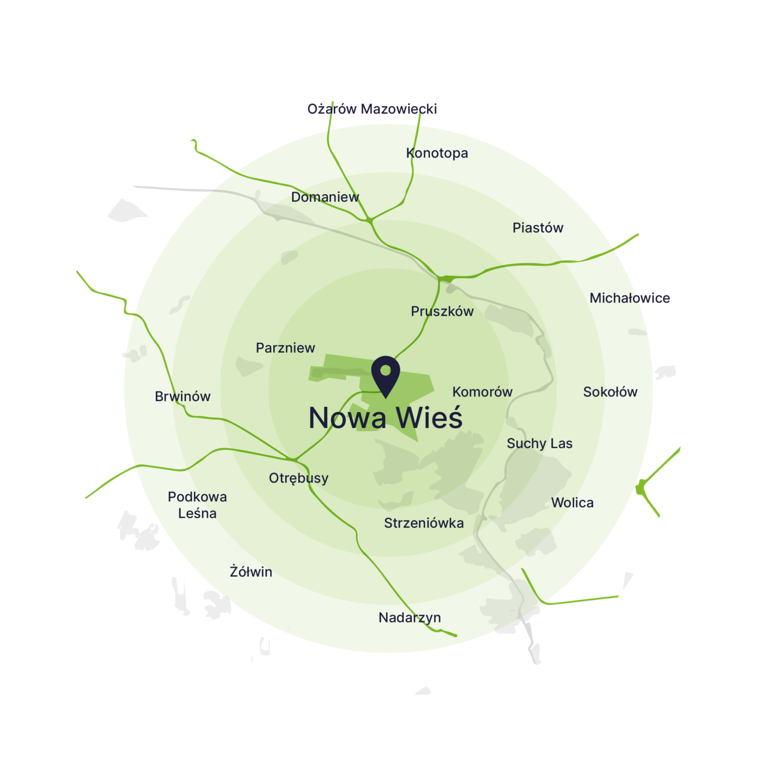 Obszar obsługi kontenerów – mapa, Nowa Wieś