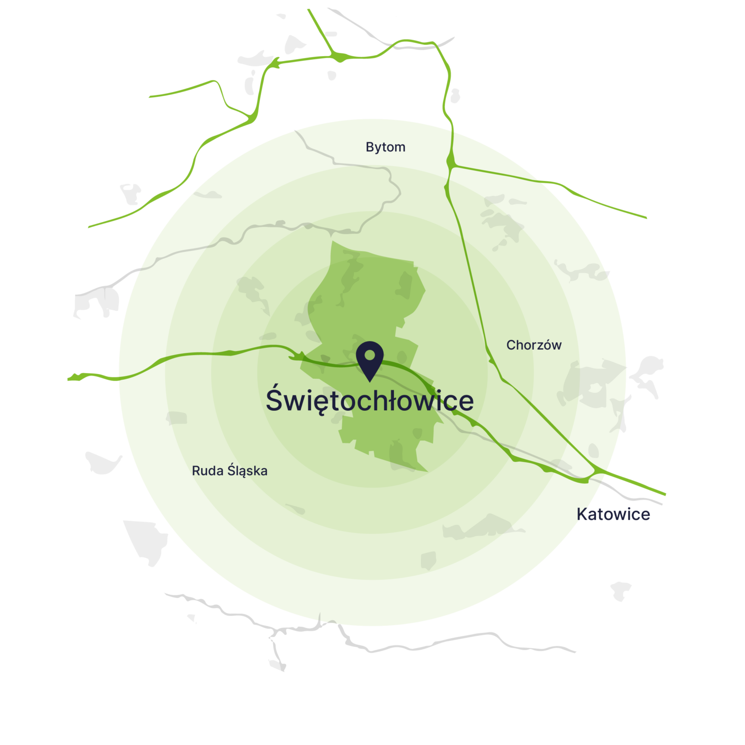 Obszar obsługi kontenerów – mapa, Świętochłowice