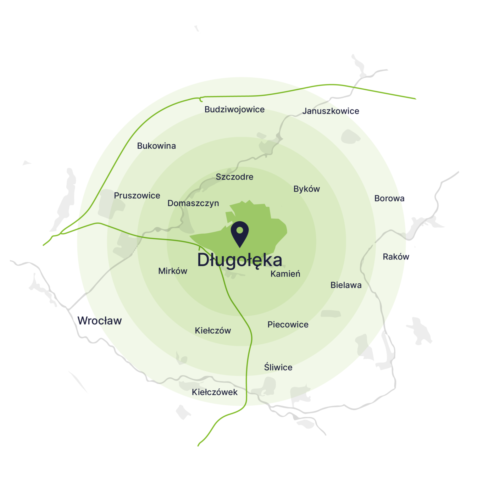 Obszar obsługi kontenerów – mapa, Długołęka