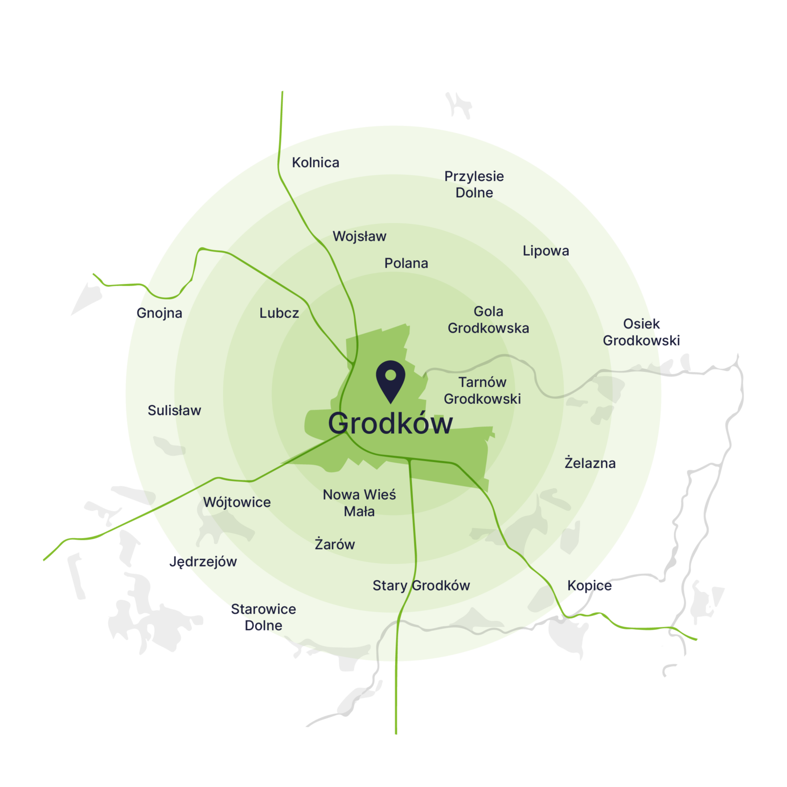 Obszar obsługi kontenerów – mapa, Grodków