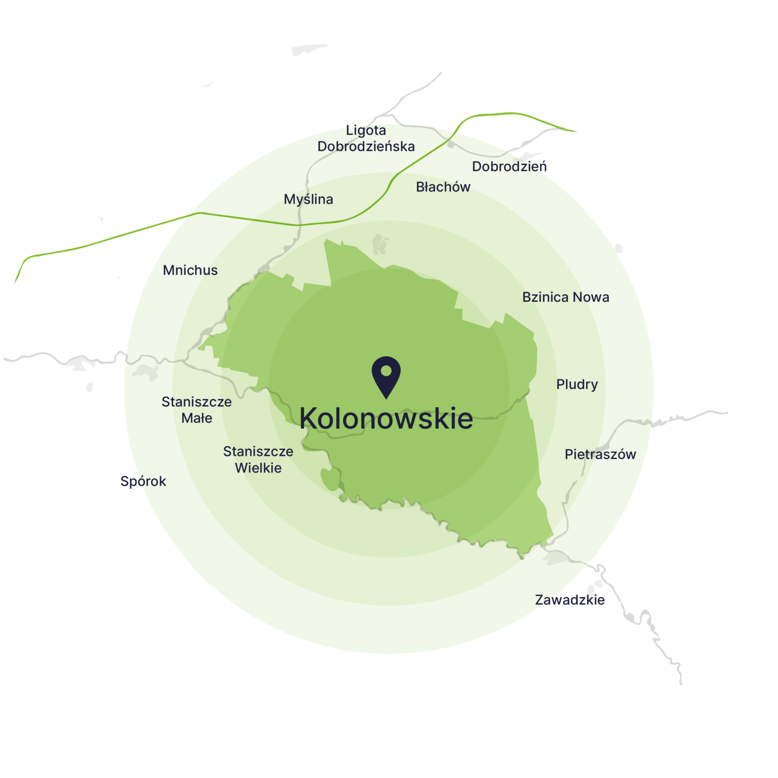 Obszar obsługi kontenerów – mapa, Kolonowskie