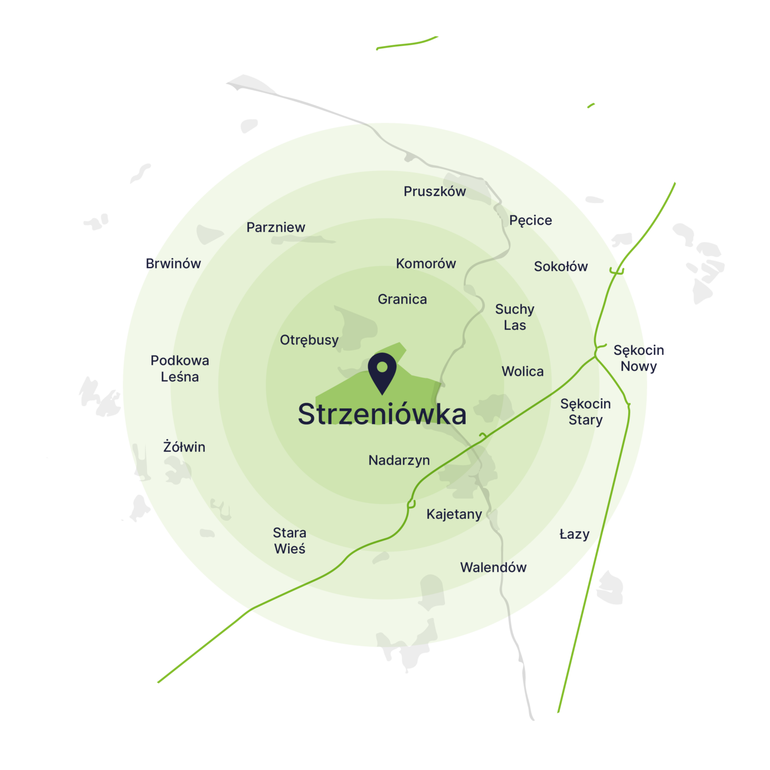 Obszar obsługi kontenerów – mapa, Strzeniówka