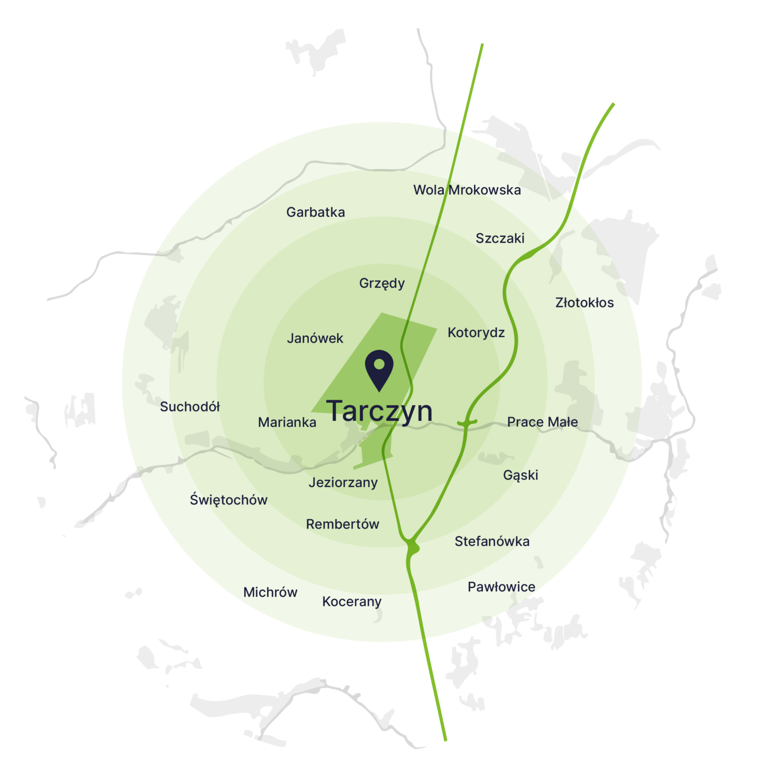 Obszar obsługi kontenerów – mapa, Tarczyn