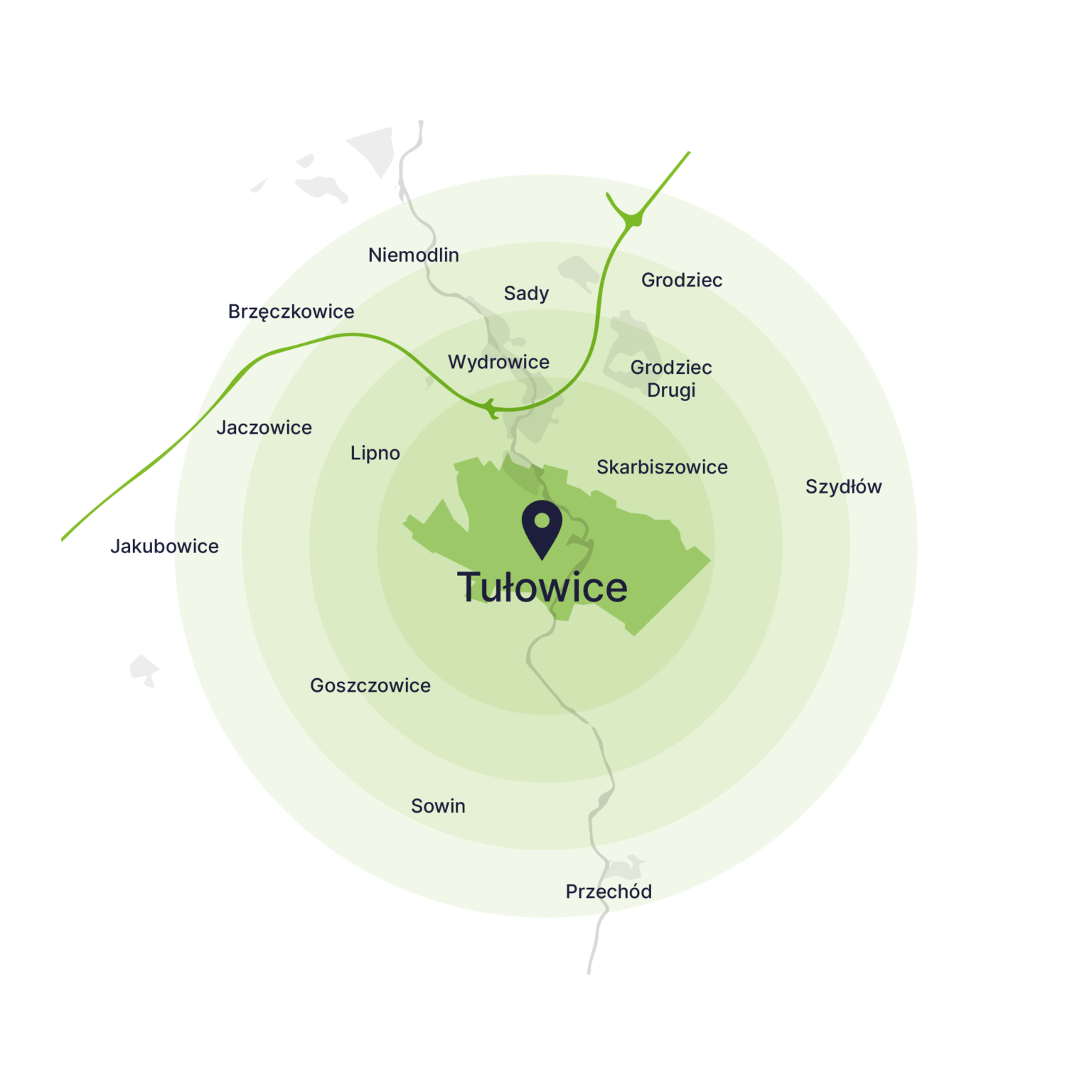 Obszar obsługi kontenerów – mapa, Tułowice