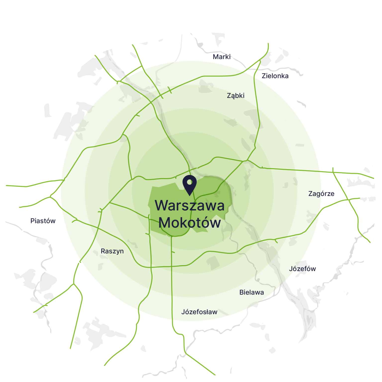 Obszar obsługi kontenerów – mapa, Warszawa Mokotów