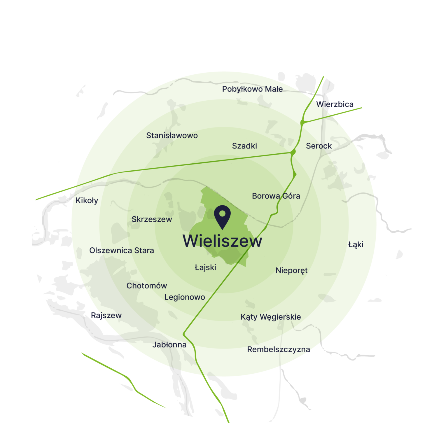 Obszar obsługi kontenerów – mapa, Wieliszew