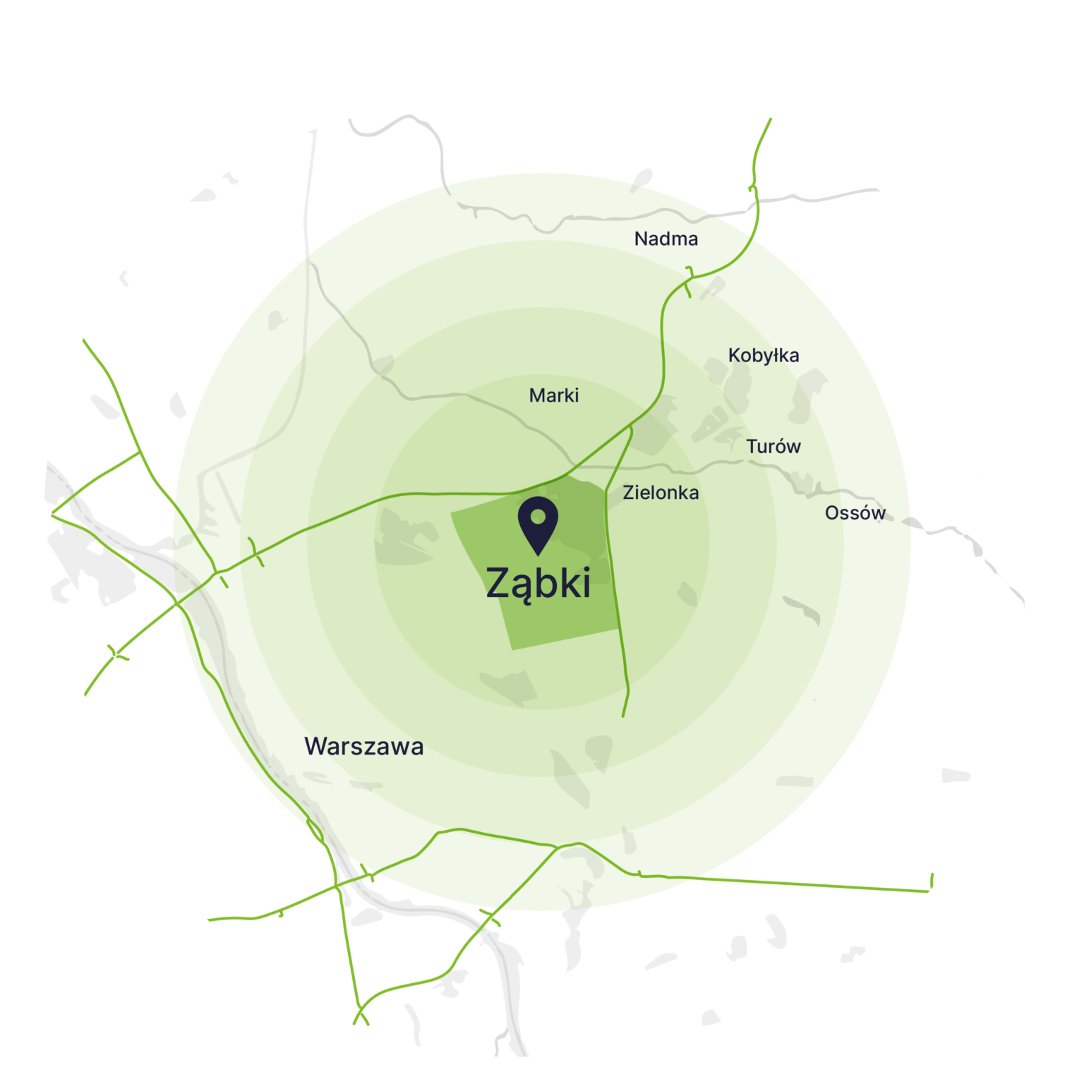 Obszar obsługi kontenerów – mapa, Ząbki