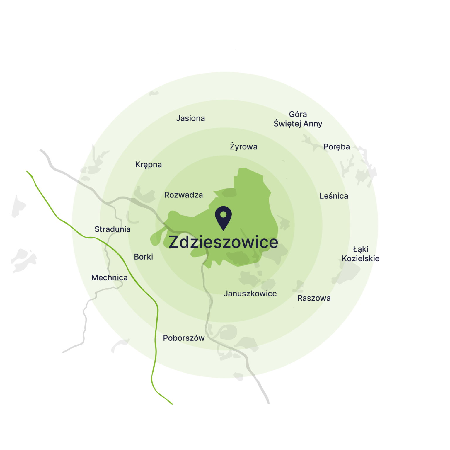 Obszar obsługi kontenerów – mapa, Zdzieszowice