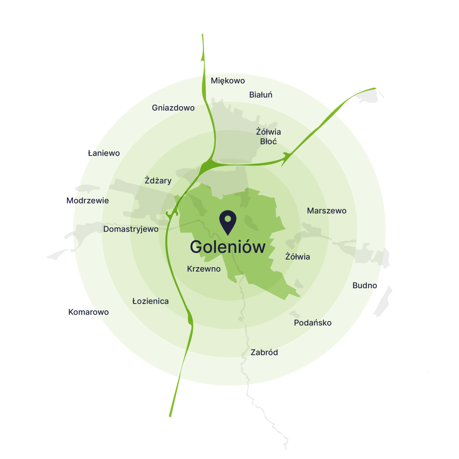 Obszar obsługi kontenerów – mapa, Goleniów