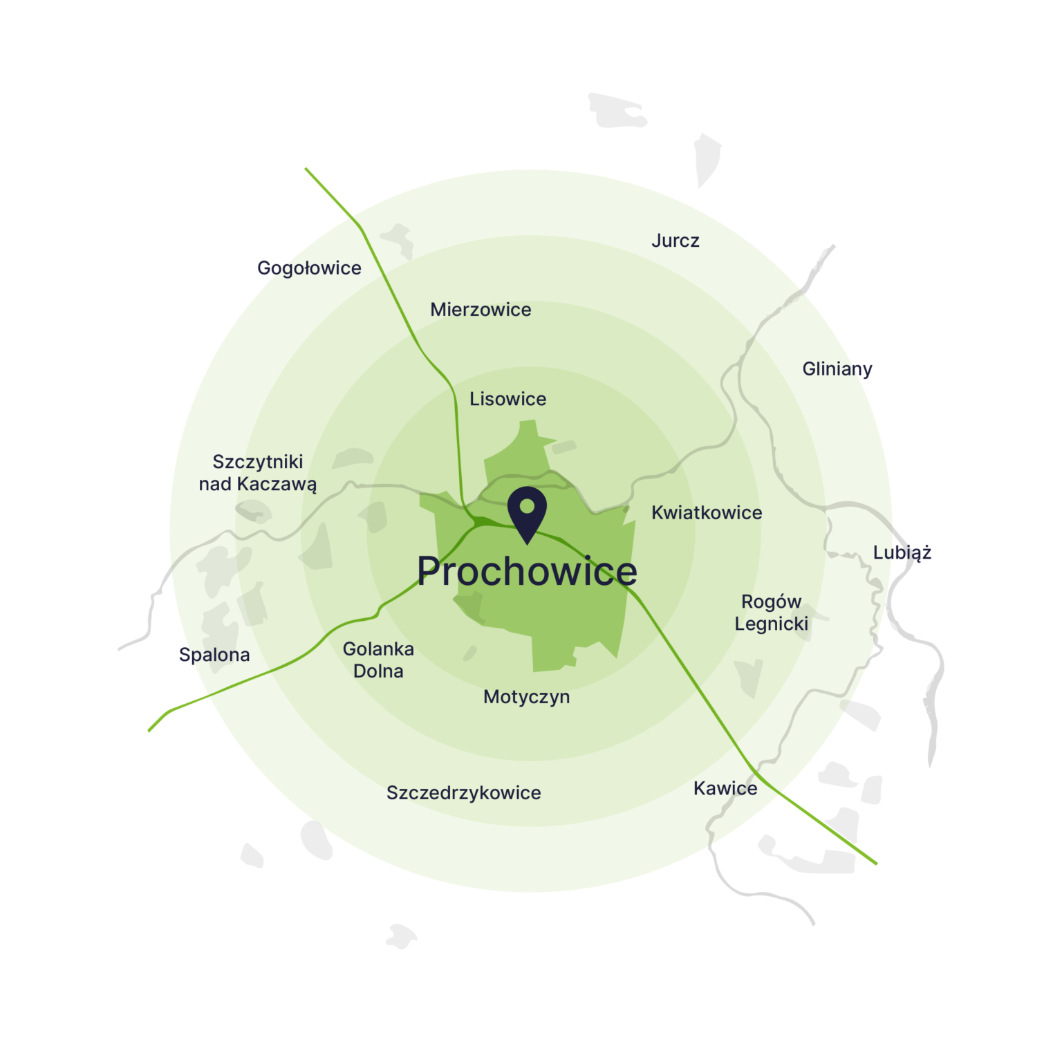 Obszar obsługi kontenerów – mapa, Prochowice