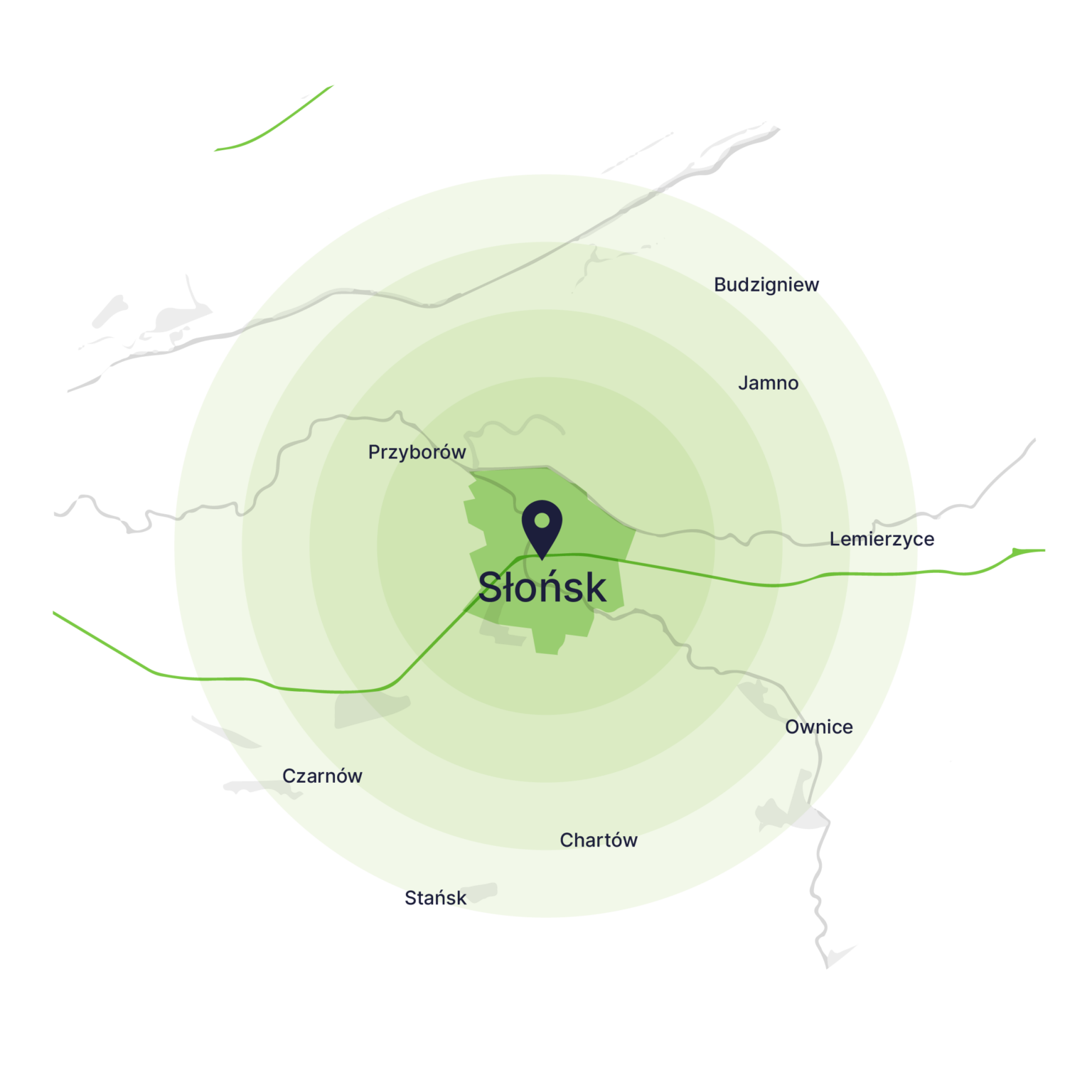 Obszar obsługi kontenerów – mapa, Słońsk