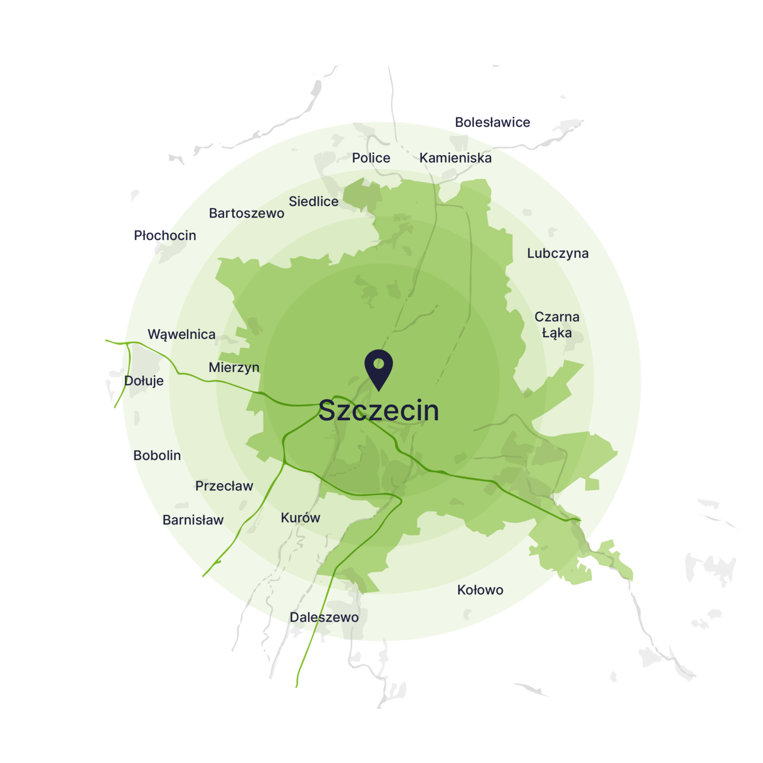 Obszar obsługi kontenerów – mapa, Szczecin