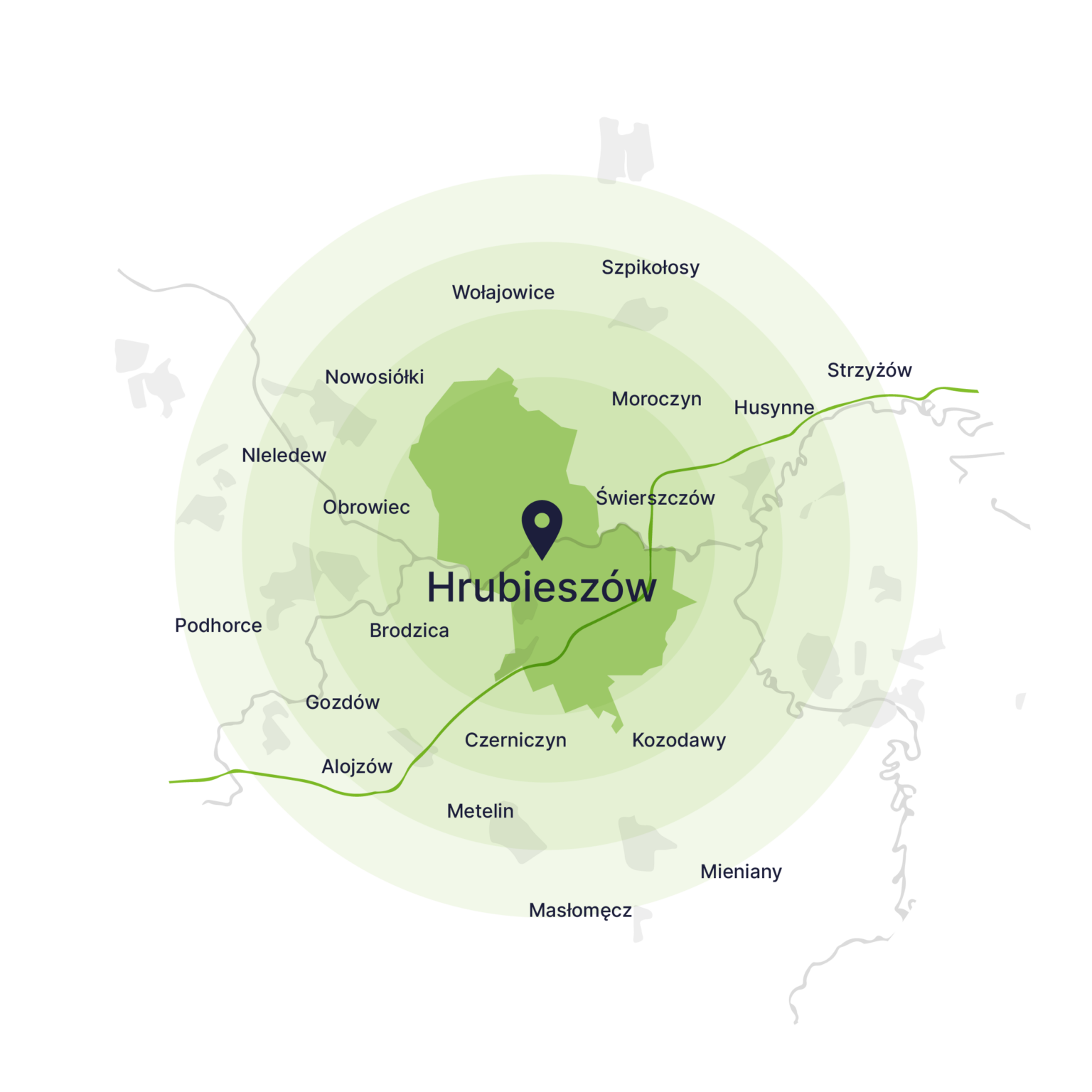 Obszar obsługi kontenerów – mapa, Hrubieszów