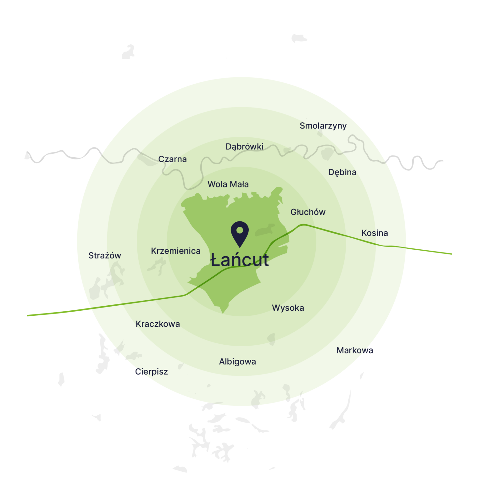 Obszar obsługi kontenerów – mapa, Łańcut