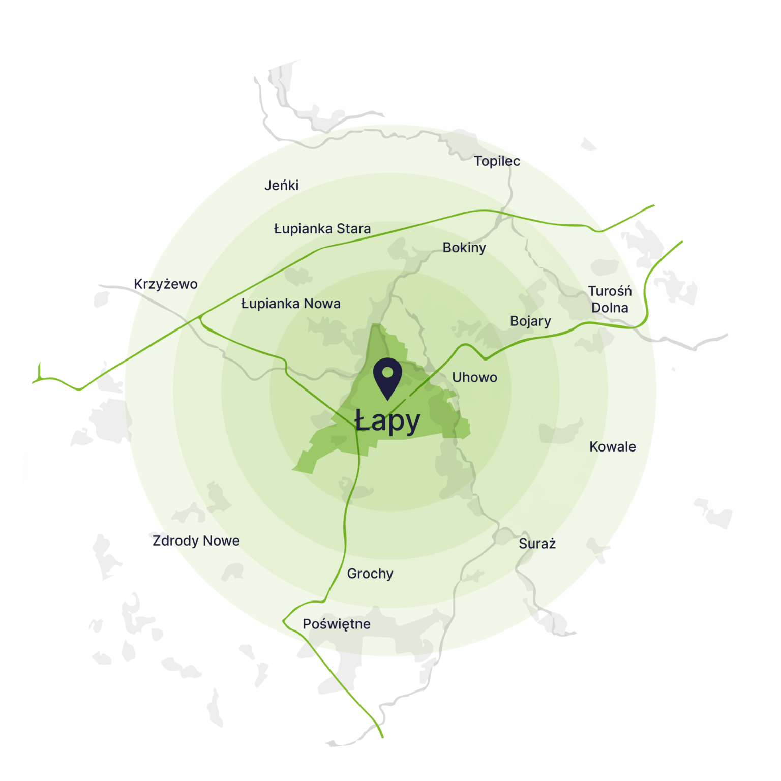 Obszar obsługi kontenerów – mapa, Łapy