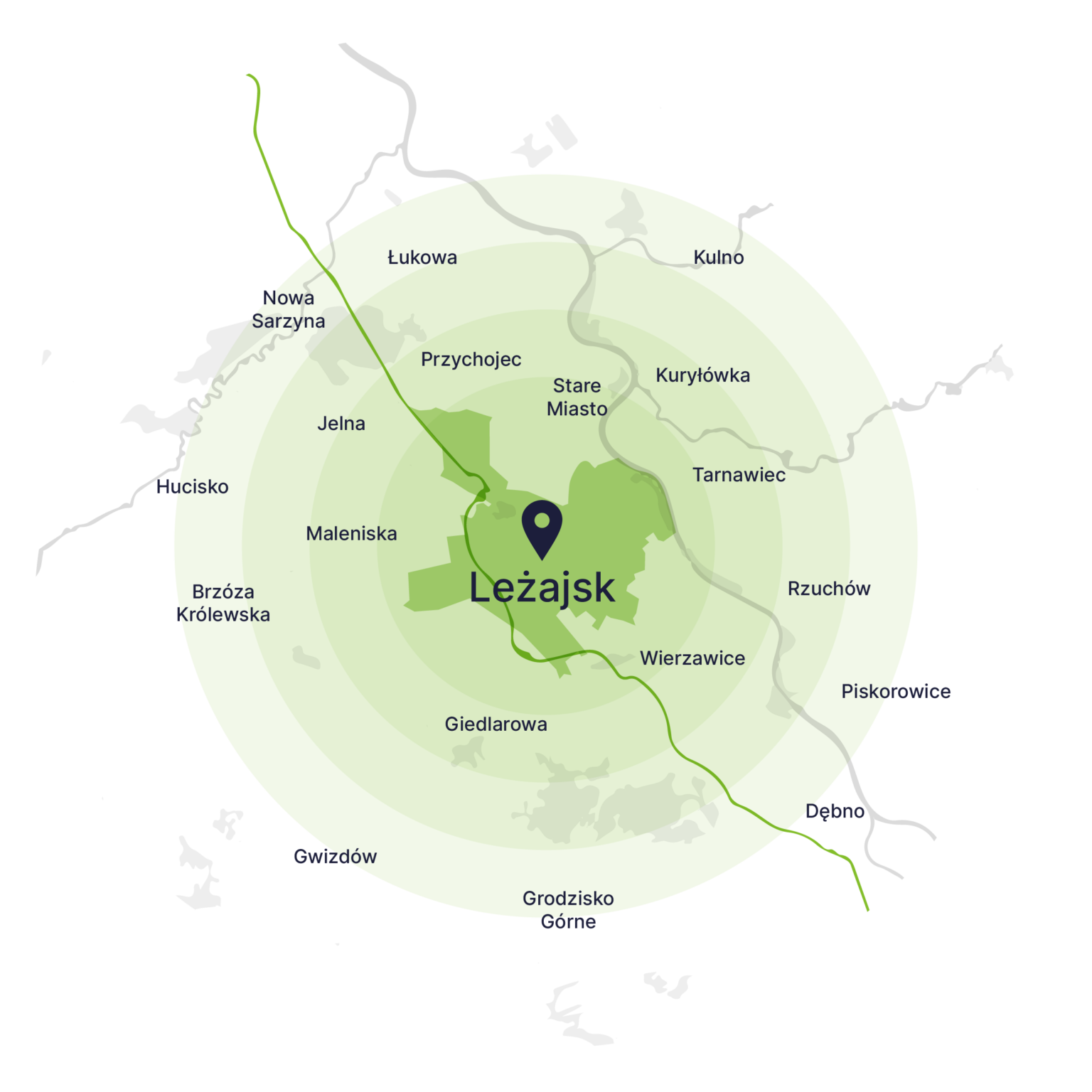 Obszar obsługi kontenerów – mapa, Leżajsk