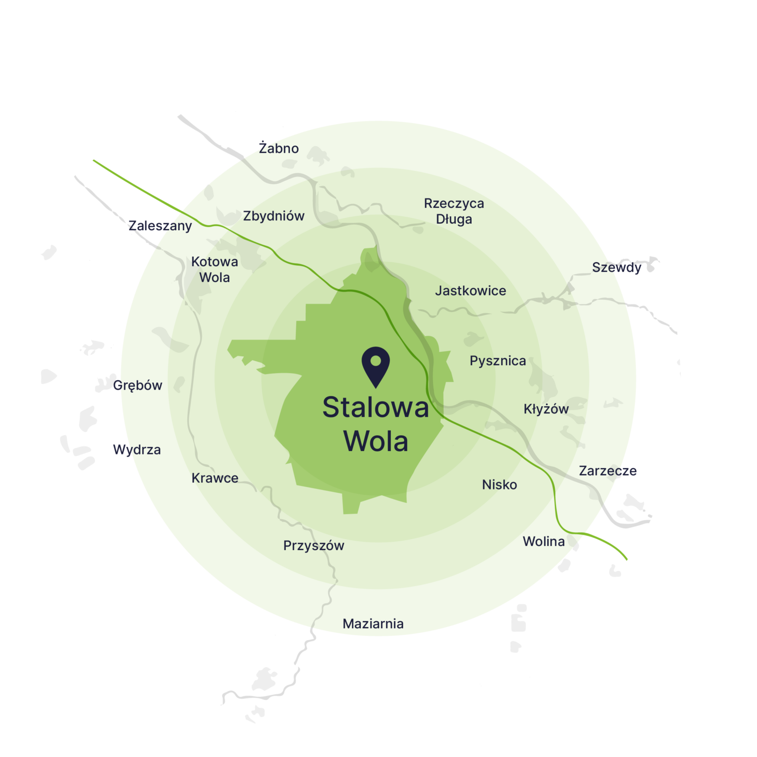 Obszar obsługi kontenerów – mapa, Stalowa Wola