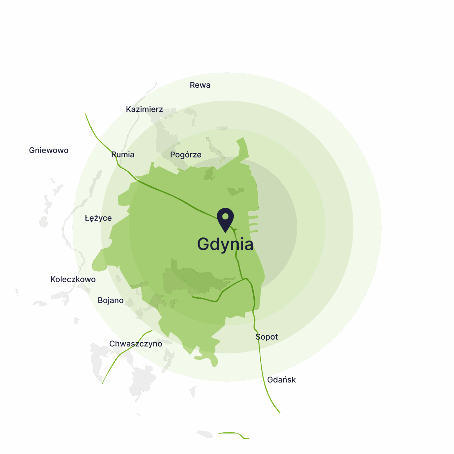 Obszar obsługi kontenerów – mapa, Gdynia
